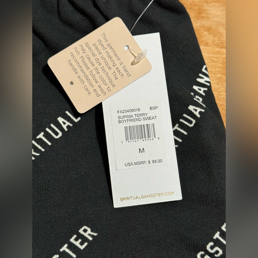 Spiritual Gangster logo sweats sweatpants boyfriend supima terry Medium NEW